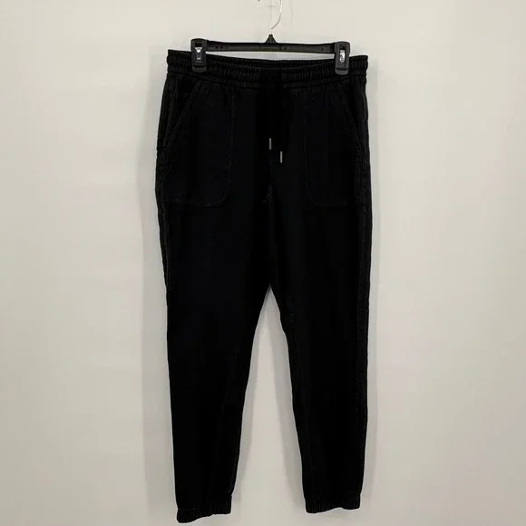 Athleta Farallon Jogger Pants Black Organic Cotton Utility Tapered Womens Size 4 - Picture 1 of 11